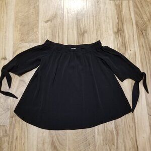 Tobi Zoya Womens M Off Shoulder Black Blouse Top Shirt Whimsigoth A Line Flowy